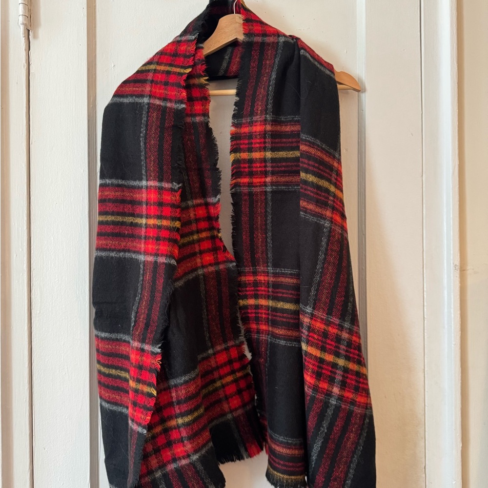 Zara Red and Black Plaid Scarf